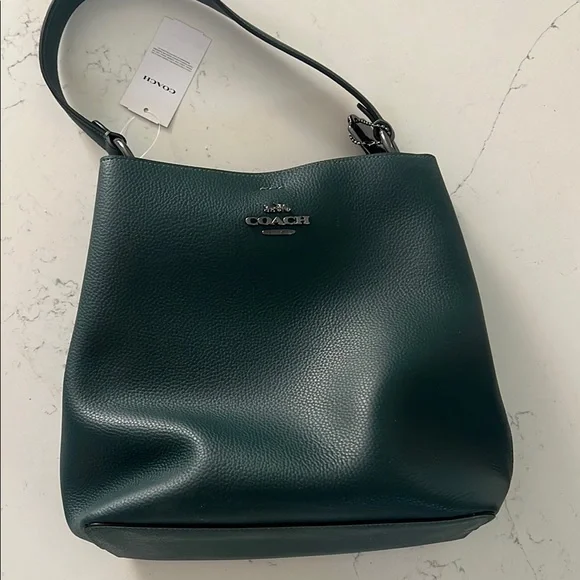 Coach Dark Green Leather Shoulder Bag - Picture 3 of 8